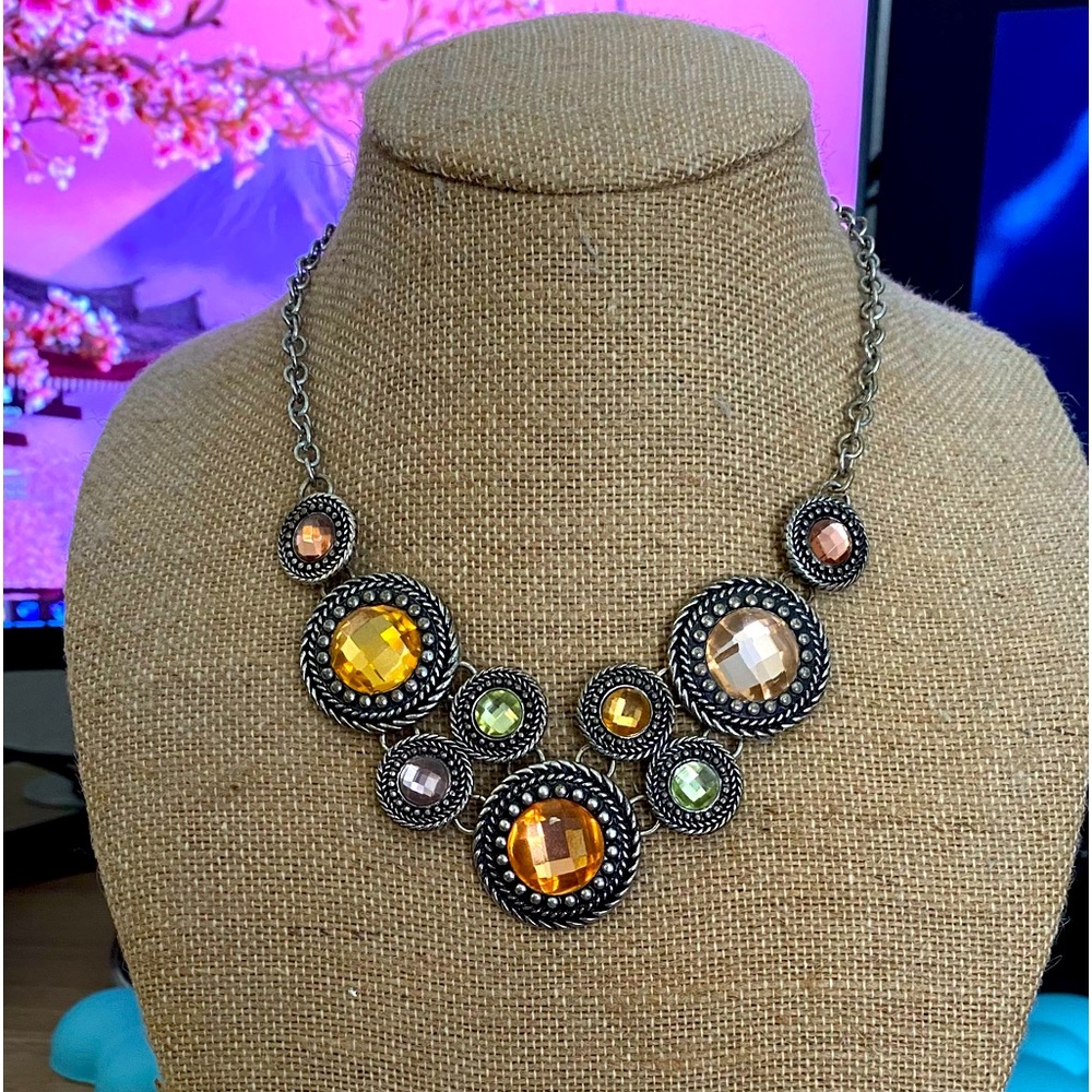 Colored stone statement necklace